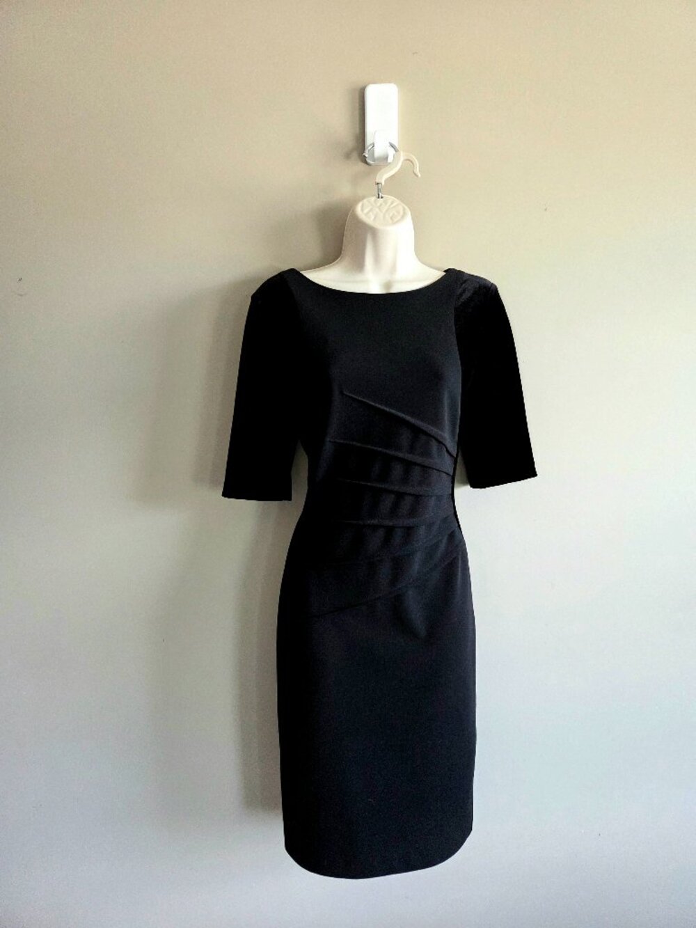 Ivanka Trump black midi dress with velvet details. Little black dress.